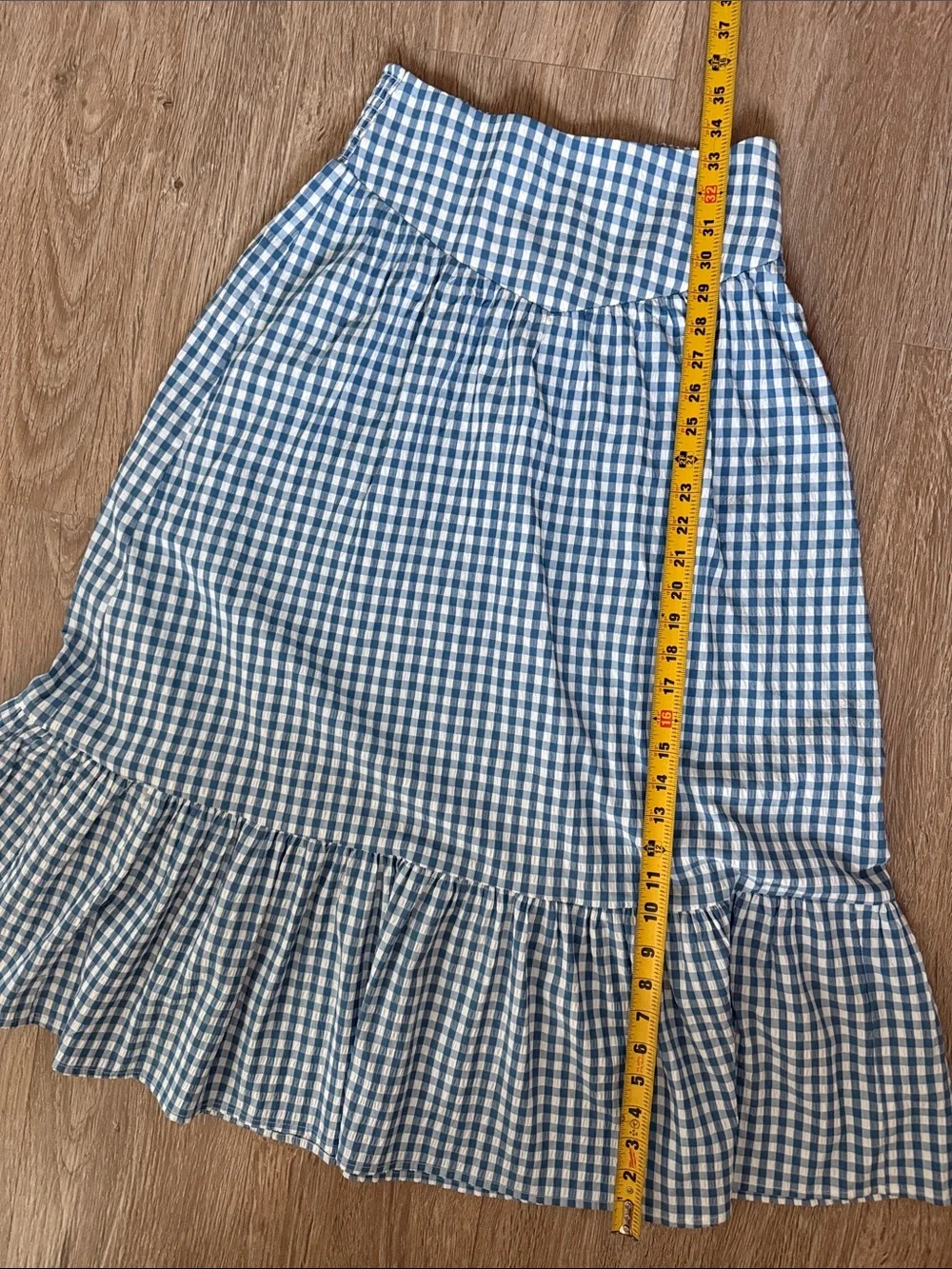WILD FABLE / Blue Gingham Tiered Maxi Skirt